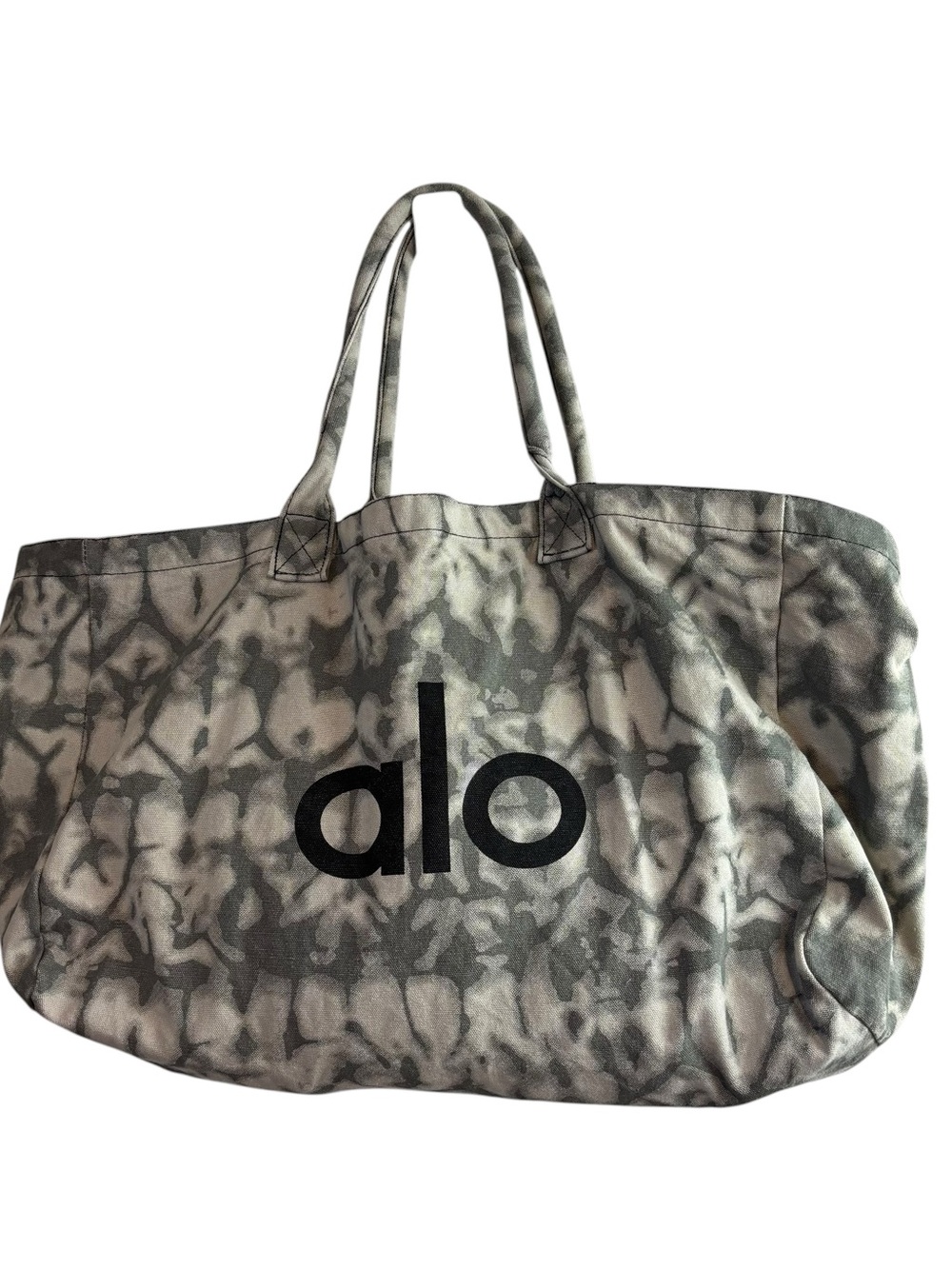 alo womens Iconic Shopper Tote Grey Tie dye oversized open front bag
